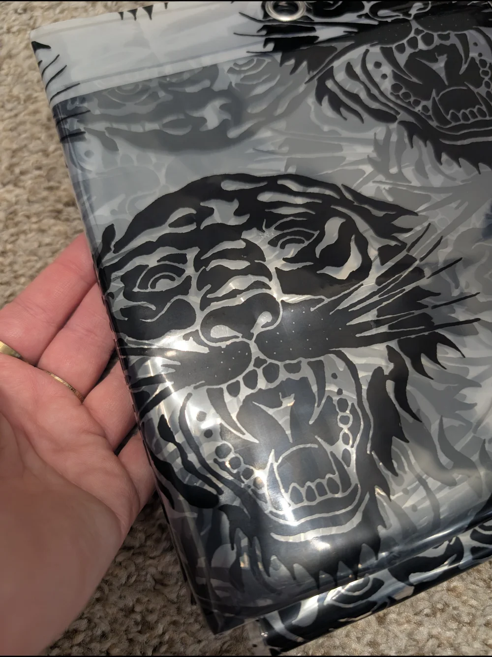 Ed Hardy Clear Shower Liner With Black Tiger